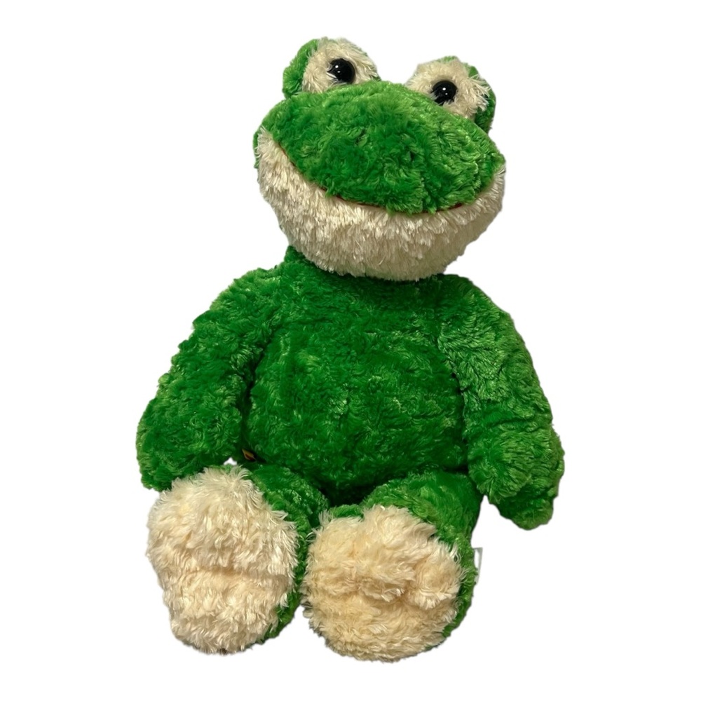 Build-A-Bear Spring Green Frog Plush Toy 18” Smiling Amphibian